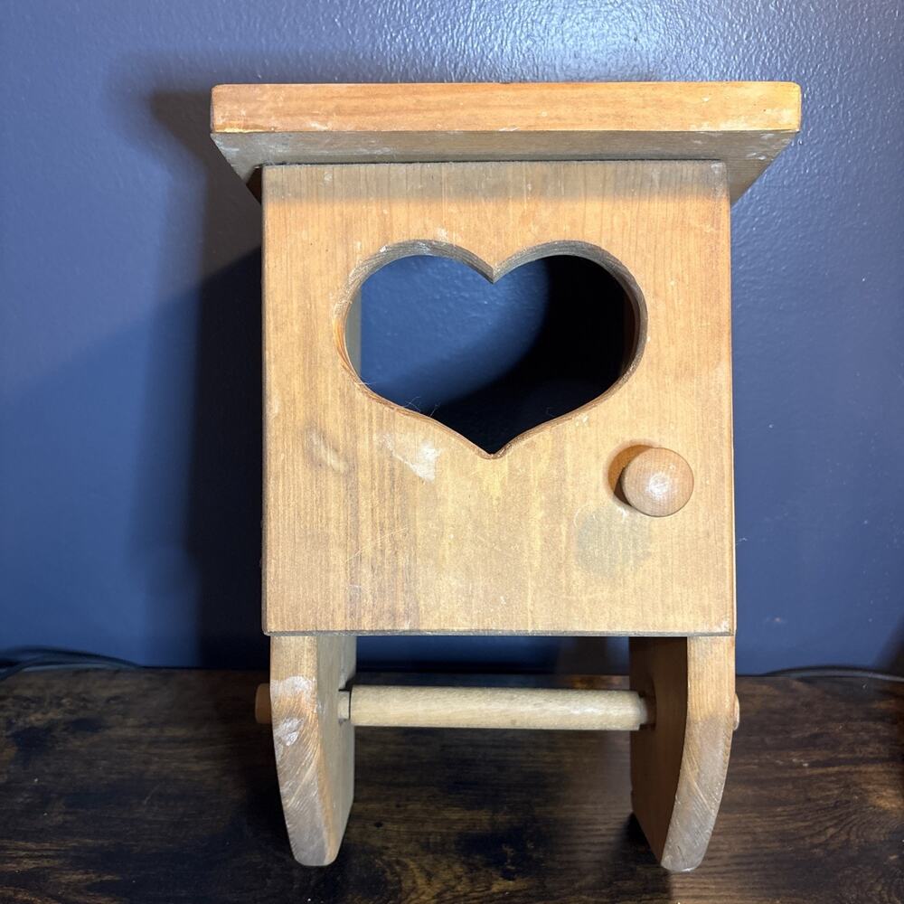 Heart Wooden Toilet Paper Holder 13”x8.5”
